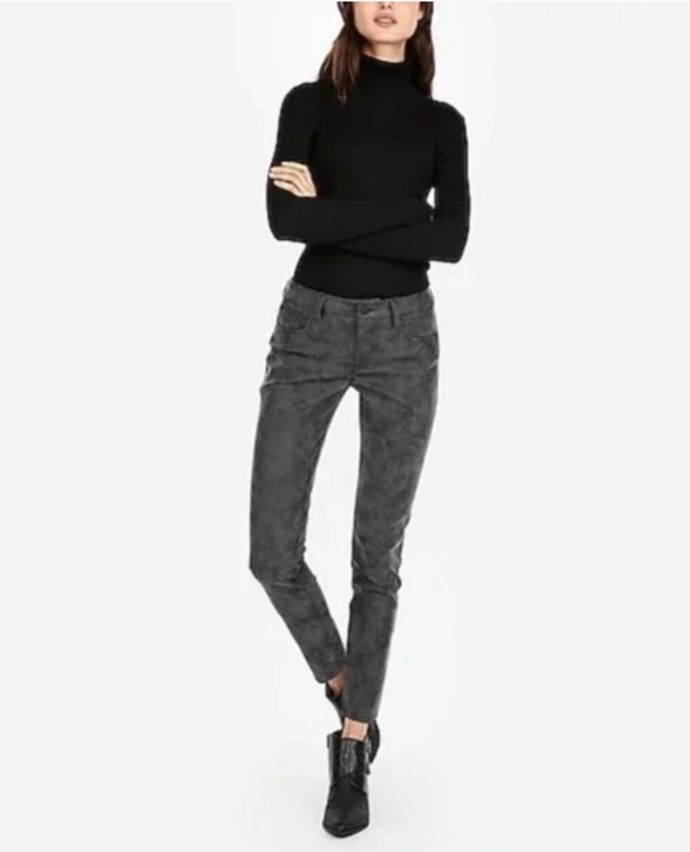 2/$30 Express Faux Leather Suede Skinny Pants Charcoal Size 0